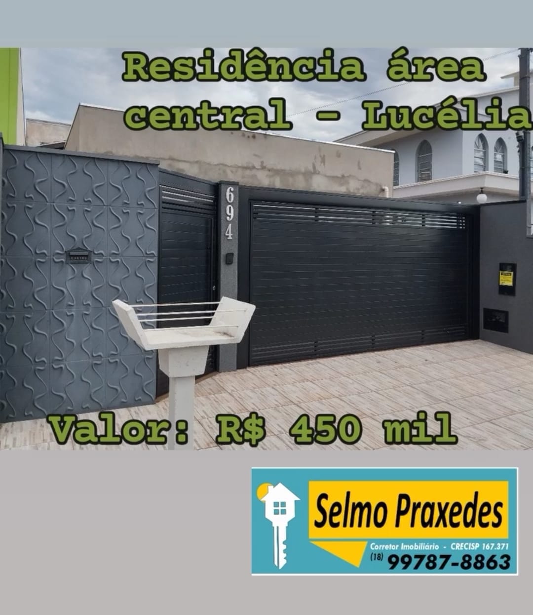 Residência – Vila Rancharia – centro – Lucélia – R$ 450.000,00